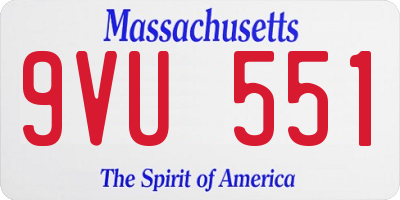 MA license plate 9VU551