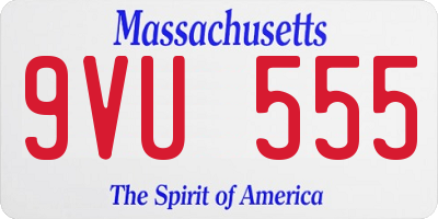 MA license plate 9VU555