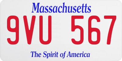 MA license plate 9VU567