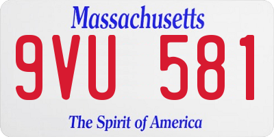 MA license plate 9VU581