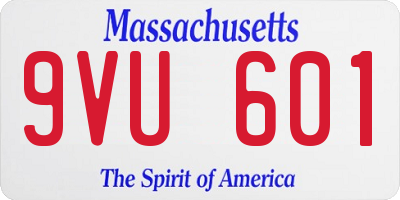 MA license plate 9VU601