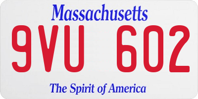 MA license plate 9VU602