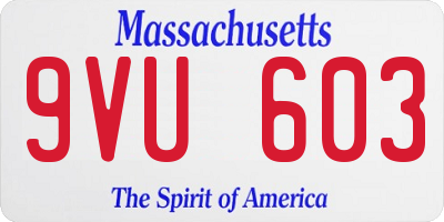 MA license plate 9VU603