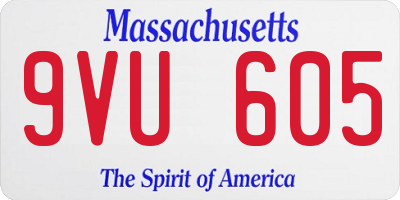 MA license plate 9VU605