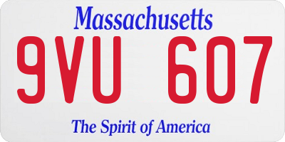 MA license plate 9VU607