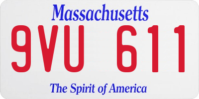 MA license plate 9VU611