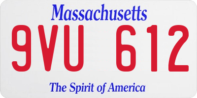 MA license plate 9VU612