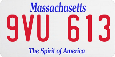 MA license plate 9VU613