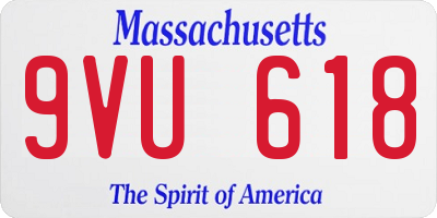 MA license plate 9VU618