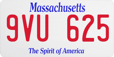 MA license plate 9VU625