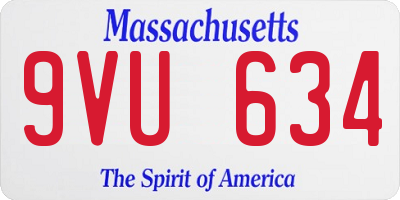 MA license plate 9VU634