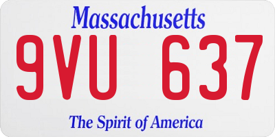 MA license plate 9VU637