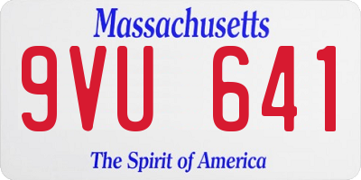 MA license plate 9VU641