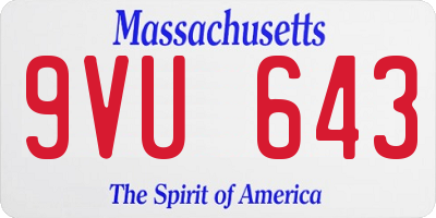 MA license plate 9VU643