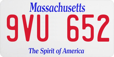 MA license plate 9VU652