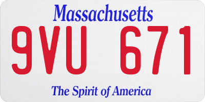 MA license plate 9VU671