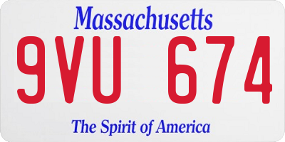 MA license plate 9VU674