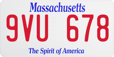 MA license plate 9VU678