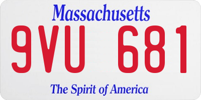 MA license plate 9VU681