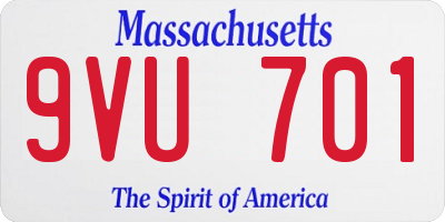 MA license plate 9VU701