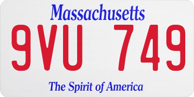 MA license plate 9VU749