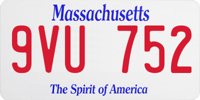 MA license plate 9VU752
