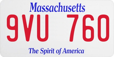 MA license plate 9VU760