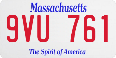 MA license plate 9VU761