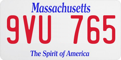 MA license plate 9VU765