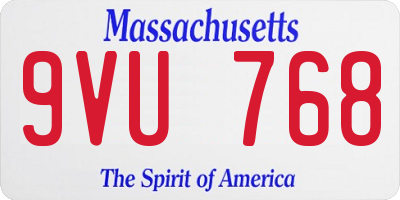 MA license plate 9VU768
