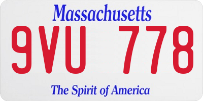 MA license plate 9VU778