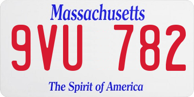 MA license plate 9VU782