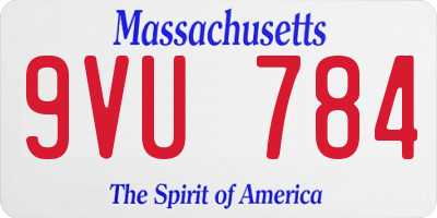 MA license plate 9VU784