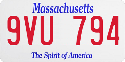 MA license plate 9VU794
