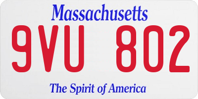 MA license plate 9VU802