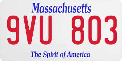 MA license plate 9VU803