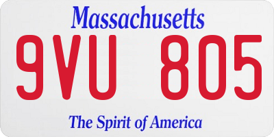 MA license plate 9VU805