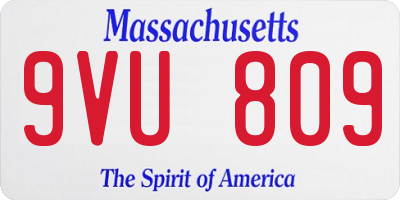 MA license plate 9VU809