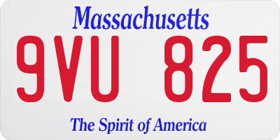 MA license plate 9VU825