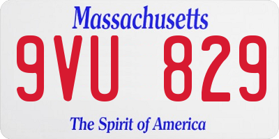 MA license plate 9VU829
