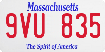 MA license plate 9VU835
