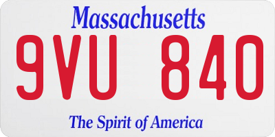 MA license plate 9VU840