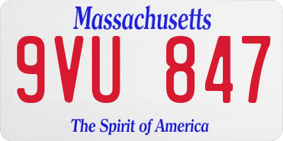 MA license plate 9VU847