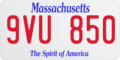 MA license plate 9VU850
