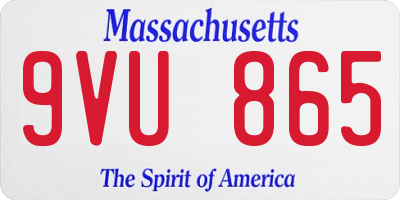 MA license plate 9VU865