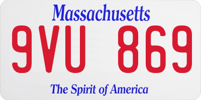MA license plate 9VU869