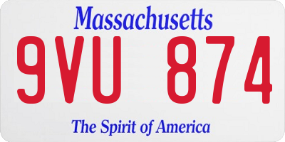 MA license plate 9VU874