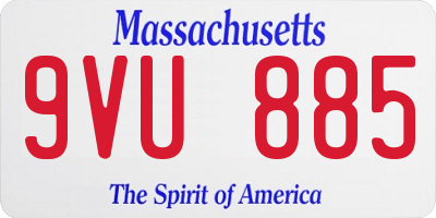 MA license plate 9VU885