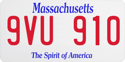 MA license plate 9VU910