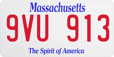 MA license plate 9VU913
